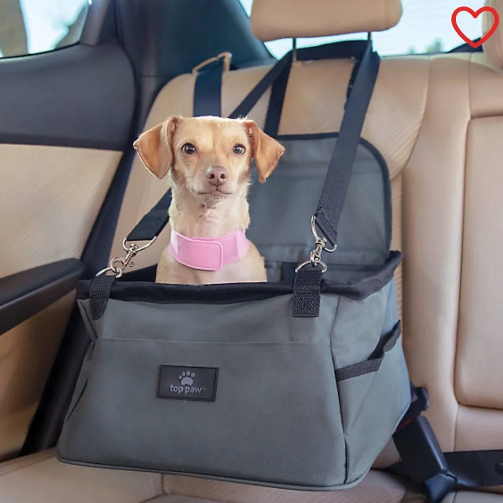 Top Paw gray small dog car booster seat